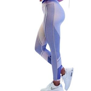 Fabletics Ultra High Waisted Seamless Panel Leggings,  Gray Blue, Sz Medium